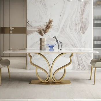 Дизайнерский обеденный стол из шифера, роскошный Современный минималистичный дом, Высококлассный креатив 2022, Новый обеденный стол и стул с яркой поверхностью