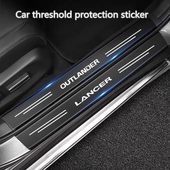 Для Mitsubishi Asx Lancer Pajero Outlander L200 Delica Eclipse 4ШТ Лента против царапин на пороге двери автомобиля из углеродного волокна Сбоку