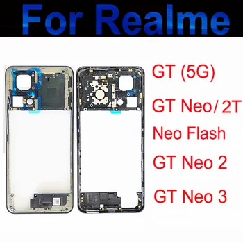 Для Realme GT Neo 2 3 GT-5G GT 2T Neo Flash Корпус Средней Рамки и Держатель Средней Рамки с Боковыми Кнопками Регулировки Громкости Для Ремонта
