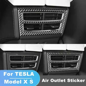 Для Tesla Model X 2016-2020 S 2012-2020 Задняя Крышка Вентиляционного Отверстия Для Выпуска Отработанного Воздуха Из Настоящего Углеродного Волокна Наклейки Аксессуары Для Интерьера Автомобиля