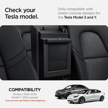 Для Tesla Модель 3/Y Органайзер для центральной консоли подлокотник 2023/2022 Разработан скрытый ящик для хранения в одно касание (Carbon Edition)