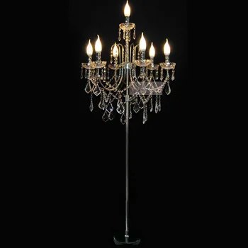Европейский стиль 6 в 1 Хрустальный торшер Лампы для свечей Лампа в гостиной Декоративная лампа Свадебный свет Модный уличный фонарь
