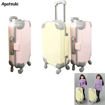 Желто-Розовый Пластиковый дорожный чемодан для багажа, мини-чемодан, аксессуары для кукол Барби, мебель для игрового домика, игрушки для детей и девочек