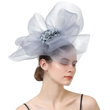 Женская сетчатая шляпа-чародейка с вуалью, шляпка-модистка с цветочной повязкой из перьев с зажимом, свадебный головной убор для коктейлей в стиле Кентукки, дерби