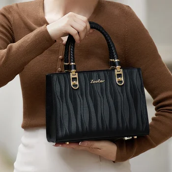 Женская сумка ZOOLER с верхней ручкой из 100% натуральной кожи, черные деловые женские кошельки, Зима #ML007