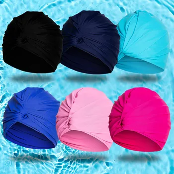 Женская шапочка для купания в бассейне Защищает Длинные Волосы Уши Эластичные Тканевые Головные уборы Шапочки для йоги Разноцветная Шапочка для дайвинга