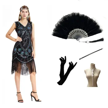 Женское вечернее танцевальное платье Миди с блестками Y2K, винтажное платье с кисточками 1920-х годов, Плетеное платье-футляр с блестками, Сексуальное платье Gatsby