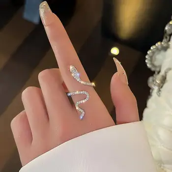Женское кольцо Блестящее Элегантное Очаровательное платье в форме змеи Со стразами Кольцо Модные украшения для свадебной вечеринки