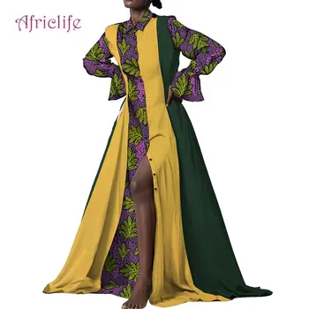 Женское платье с разрезом в стиле пэчворк с африканским принтом и шлейфом, одежда для свадебной вечеринки, платья размера плюс в Анкаре, Wy10491