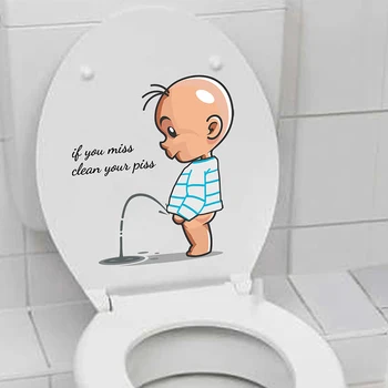 Забавные Предупреждающие Наклейки Для Туалета, Украшение Крышки Для Мочеиспускания Ребенка, Креативная Самоклеящаяся Съемная Стена