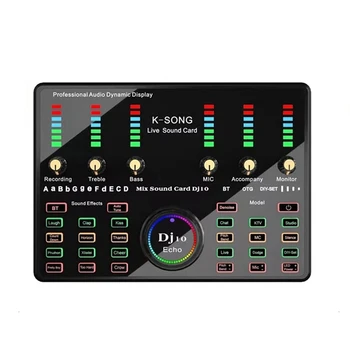 Звуковая карта DJ 10 для записи караоке-подкастов в прямом эфире, ядро управления смешанным шумом, беспроводной Bluetooth