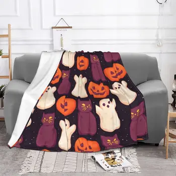 Зефир на Хэллоуин, темные одеяла, Бархатная летняя тыква, Портативные ультрамягкие одеяла для кровати, Уличное Плюшевое Тонкое одеяло