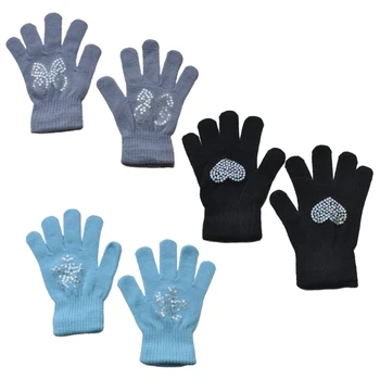 Зимние вязаные варежки, мягкие теплые детские перчатки, ветрозащитные варежки для девочек с полными пальцами