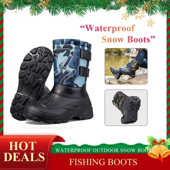 Зимние мужские ботинки Плюс бархатные теплые зимние ботинки Для активного отдыха, Повседневные походные ботинки, Рабочие ботинки для рыбалки, Хлопковые ботинки для рыбалки