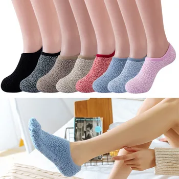 Зимние теплые домашние тапочки, нескользящие носки для мужчин, Однотонные толстые теплые Легкие носки до щиколоток Для женщин, зимние аксессуары