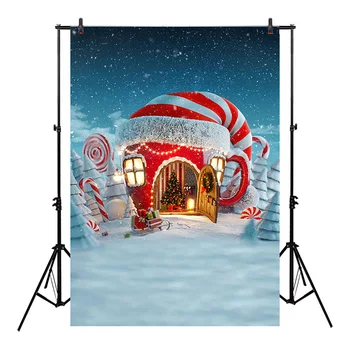 Зимний Рождественский фон для детей, детский мультяшный замок, декор для рождественской вечеринки, Снежный фотографический фон синего цвета.