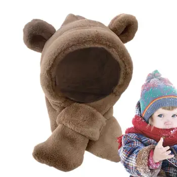 Зимняя теплая шапка-шарф для детей, плюшевая шапка-ушанка для девочек, шарф с капюшоном для мальчиков, Толстые наушники, шапка для детей, Ветрозащитный Рождественский подарок