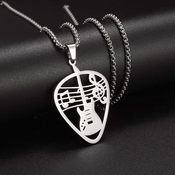 Изысканное простое Музыкальное Гитарное ожерелье из нержавеющей стали для мужчин и женщин, аксессуары для уличной хип-хоп-рок-музыки, подарок