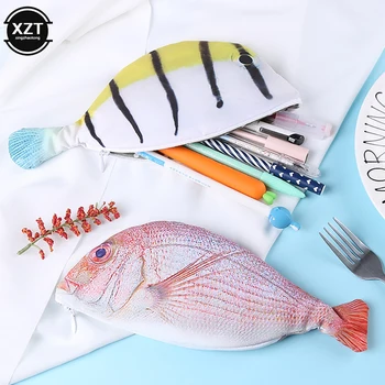 Имитация рыбки, сумка для ручек, канцелярская сумка креативной формы, кошелек, косметический органайзер, забавные канцелярские принадлежности