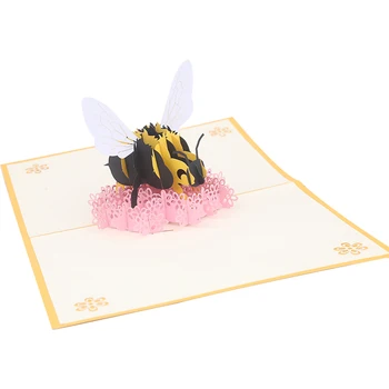 Индивидуальная рекламная уникальная креативная резьба по цветку пчелы подарок на день рождения Приглашение на фестиваль 3D всплывающие бумажные благодарственные открытки Gree