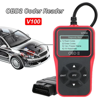 Инструменты диагностики автомобиля Универсальный OBDII EOBD 16 Контактный OBD 2 Сканер V100 Считыватель кода OBD2 Цифровой дисплей Автоаксессуары