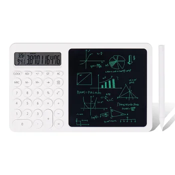 Калькулятор с ЖК-планшетом для письма, настольный калькулятор 2-в-1 с электронным календарем времени и температуры