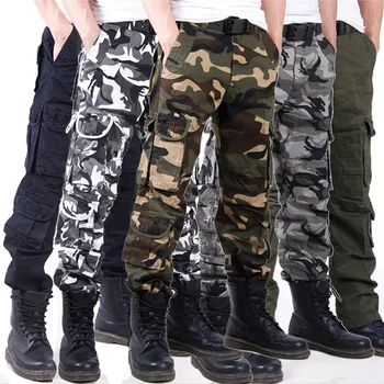 Камуфляжные брюки-карго, мужские, с несколькими карманами, белые, черные, военные, повседневные, тактические брюки, весенне-летняя одежда