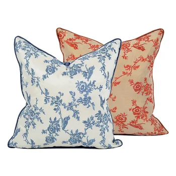 Китайский чехол для подушки с вышивкой Blue Flora, Декоративная наволочка, Элегантный Современный диван Coussin 18 