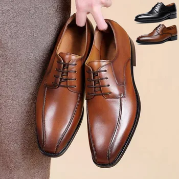 классические мужские модельные туфли с острым носком, мужские лакированные кожаные Черные свадебные туфли-Оксфорды, вечерние туфли большого размера, модные
