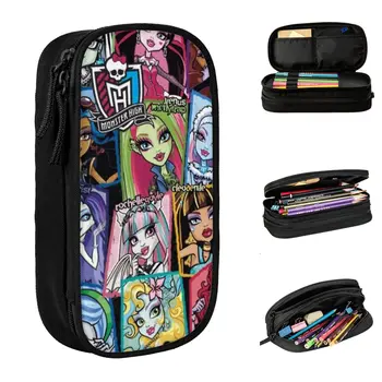 Классические пеналы для персонажей Monster High, пеналы для ручек для девочек и мальчиков, большие сумки для хранения, школьные принадлежности, подарки, канцелярские принадлежности