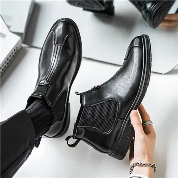 Кожаная обувь Мужская Летняя дышащая 2023 Новая мужская мужская обувь Мужская рабочая обувь в британском деловом стиле для собеседований