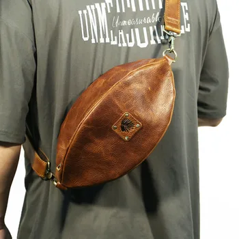 Кожаная сумка для регби Crazy Horse, мужские сумки, винтажная нагрудная сумка через плечо, кожаная сумка через плечо, повседневные нагрудные сумки из воловьей кожи