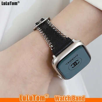 Кожаный ремешок для Apple Watch Band Ultra 49 мм 45/44/42 мм 38/40/41 мм Браслет Iwatch Series 8 7 6 SE 5 4 3 Металлический Ремешок для часов на молнии