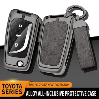 Кожаный Чехол Из Цинкового Сплава TPU Fold 2/3 Keys Car Remote Key Bag Для Toyota Corolla Levin RAV4 C-HR 2021 2020 2019 2017 Аксессуары