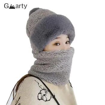 Комплект зимних шарфов 1шт с капюшоном для женщин, плюшевая шея, теплая лыжная ветрозащитная шапка для активного отдыха в России, толстые плюшевые пушистые шапочки