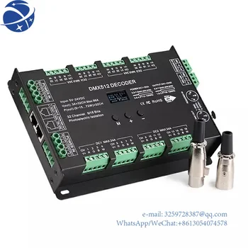 Контроллер YyhcLED dmx512 32-канальный RGBW 5V 12V 24V 96A DMX-PWM декодер OLED-дисплей Поддержка RDM 8-битный 16-битный DMX512 Декодер