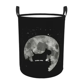 Корзина для белья Scottish Westie Dog Moon, Складное Большое ведро для хранения одежды, корзина для щенков Вест-Хайленд-Уайт-терьера