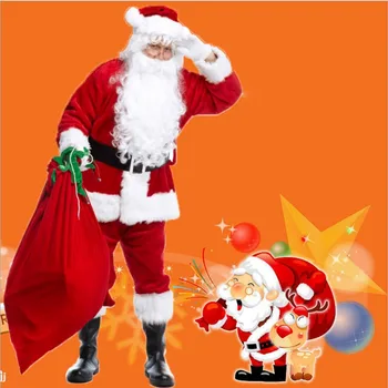 Костюм Санта-Клауса для взрослого мужчины, рождественский тематический костюм, костюм дедушки, тестя, наряжаться плюс размер