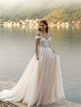 Кружевное Свадебное Платье Vestido Longo De Noiva Minimalistas На Заказ Vestidos Femininos Elegantes Para Casamento Novia Для Женщин 2024