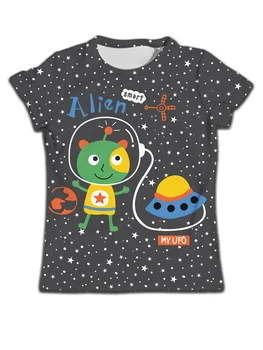 Крутая Забавная детская футболка с принтом Звездного Неба для мальчиков и девочек, модная уличная одежда, топы, летняя повседневная футболка для младенцев