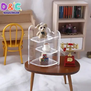 Кукольный домик в миниатюре 1: 12, акриловая полка-витрина, Стеллаж для хранения, модель шкафа, аксессуары для игрушечного кукольного домика для домашнего декора