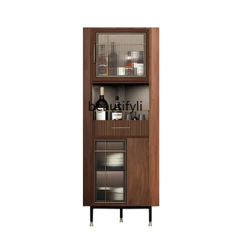 Легкий роскошный винный шкаф в итальянском стиле, Треугольный угловой шкаф из массива дерева, Стеклянный шкаф для хранения