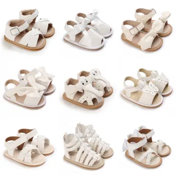 Летние белые Модные и универсальные сандалии для маленьких девочек, легкая и удобная обувь для прогулок в помещении и на улице
