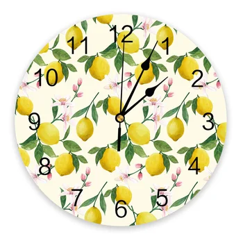 Лимонный Фрукт Цветок Настенные Часы для летней спальни Большая Современная кухня Столовая Круглые Настенные часы Часы Для гостиной Домашний декор