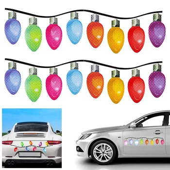 Магнитные светоотражающие наклейки Автомобильные Рождественские огни, наклейки Рождественские огни, лампочка для вечеринки, наклейка на домашний холодильник