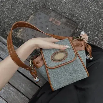 Маленькие джинсовые сумки подмышками в стиле LEFTSIDE Y2K для женщин 2023, зимняя Корейская модная сумка через плечо, сумки и кошельки