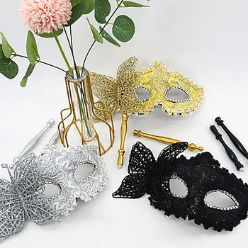 Маска для вечеринки в честь Хэллоуина с удерживающей палочкой, Маскарадная маска для выпускного вечера, реквизит для косплея, Венецианские маски на половину лица для женщин