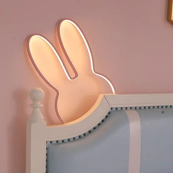 Милая скандинавская лампа для детской комнаты для девочек, креативная светодиодная лампа-кролик, USB Трехцветная сменная прикроватная лампа, Настенный декор, ночник