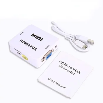 Мини-Конвертер Full 1080P HDMI-совместимый с VGA Аудио HDMI2VGA 1920*1080 @ 60 Гц Разъем Адаптера Для Портативных ПК к HDTV-Проектору