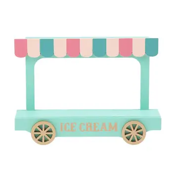 Миниатюрный киоск для мороженого, обучающая деревянная игрушка, мини-фургон для мороженого, ролевая игра, кукольный домик, тележка для мальчиков и девочек, ролевые игры